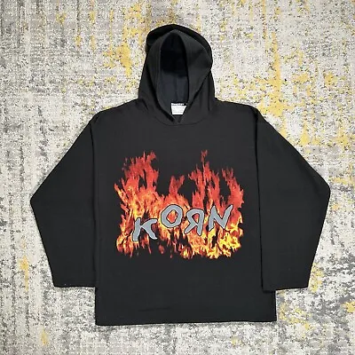 Buy Vintage Korn Flame Tour Hoodie 90s • 120£