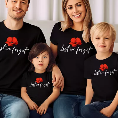 Buy Lest We Forget Poppy Flower T-Shirt Arm Force Remembrance Day Gift Top Tee #LWF • 9.99£