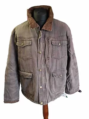 Buy Wrangler Denim Jacket Adult XL Grey Sherpa Lined Trucker Corduroy Mens (H43) • 19.99£