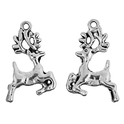 Buy 10 X Stag Deer Reindeer Christmas Charms Jewellery Making Tibetan Silver  • 1.99£