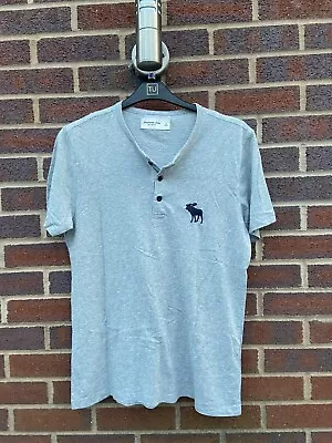 Buy Abercrombie & Fitch Grey T-Shirt Button-Up Smart Casual Mens Size L • 4.99£