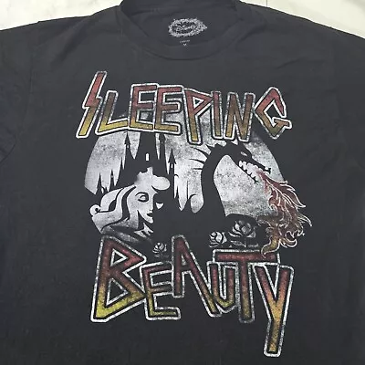 Buy Disney Sleeping Beauty Aurora Metal Band Graphic T-Shirt  Black Medium Adult • 17£