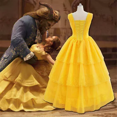 Buy Adult Beauty And The Beast Princess Belle Cosplay Clothing Fancy Book Week Dress • 79.16£