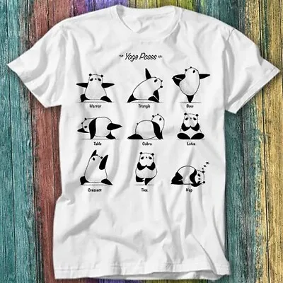 Buy Panda Striking Different Yoga Poses T Shirt Top Tee 461 • 6.70£