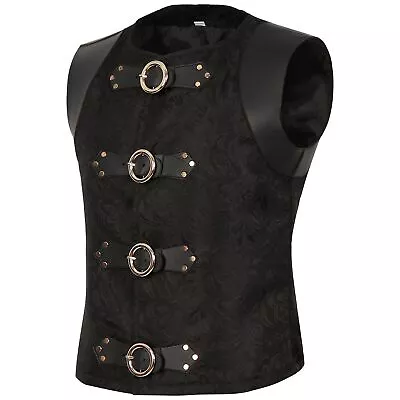 Buy Waistcoat Mens Formal Gothic Brocade Tailored Steampunk Victorian Cosplay • 34.29£