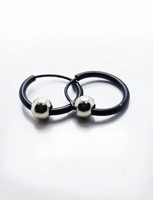 Buy  Surgical Steel Round Bead Ball Ear Hoop Huggie Earrings Uk Jewelry Pair • 3.50£
