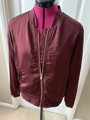 Buy NEW LOOK Ladies Bomber Jacket Burgundy Size 10 • 5.99£