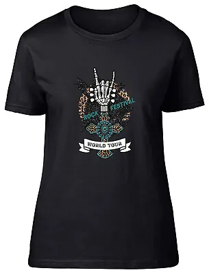 Buy Rock Festival Womens T-Shirt Bands Consert Music Tour Ladies Gift Tee • 8.99£