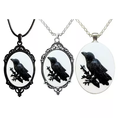 Buy Crow Pendant Necklace Mystic Witch Jewelry Gift Rope Chain Goth Crow Choker • 3.74£