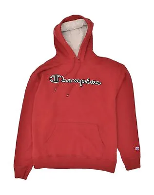 Buy CHAMPION Mens Graphic Hoodie Jumper Large Red Cotton AN28 • 15.92£