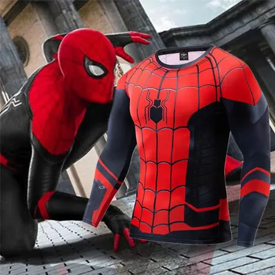 Buy Far From Home Spiderman T-shirts Cosplay Costume Men Tee Compression Gym Tops UK • 13.67£