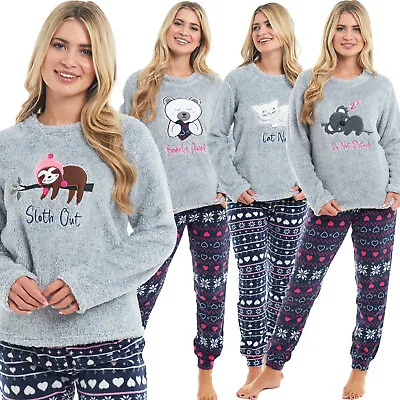 Buy New Ladies Girls Pyjamas Soft & Cosy Warm Pyjama Set Cat Koala Bear Owl Sloth • 17.95£