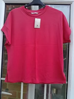 Buy Tu Hot Pink Double Cloth Top Bnwt 10 Tshirt Side Splits • 6.99£