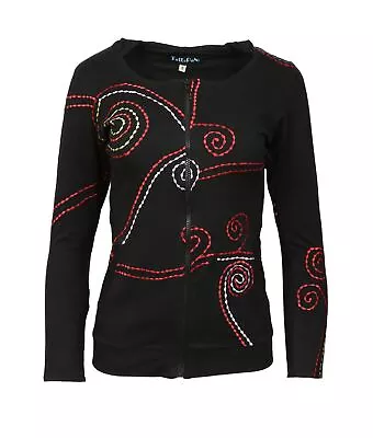 Buy Tattopani Ladies Black Long Sleeve Sinker Jacket With Dotted Spiral Embroidery • 24.99£