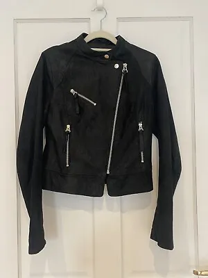 Buy Lovely Black Leather Ladies Biker Style Jacket Size 10 Immaculate • 30£