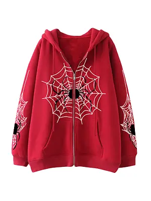 Buy Y2k Emo Women Streetwear Hoodie Spider Punk Zip Up Hoodies Graphic Oversized • 23.16£