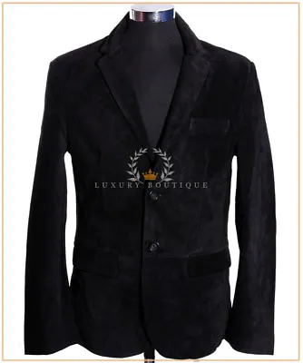 Buy Carter Black Men's New Smart 2 Buttons Real Cowhide Suede Leather Blazer Jacket • 109.99£