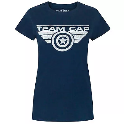 Buy Captain America Womens/Ladies Civil War Team Cap Distressed T-Shirt NS4540 • 15.75£