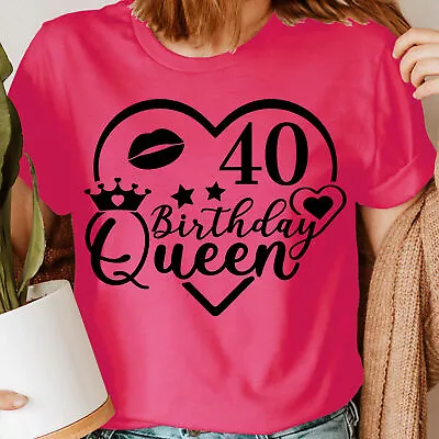 Buy Personalised 40th Birthday Queen Sister Party Gift Custom Womens T-Shirts #DNE • 3.99£