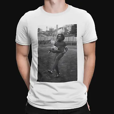 Buy Bob Marley Black White Football T-Shirt - Retro - Music - Cool - Reggae - 80s • 8.39£