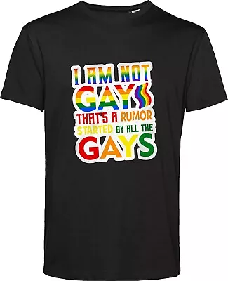 Buy LGBTQ Pride Month T Shirt I Am Not Gay That's A Rumor Rainbow Flag Gay Pride Top • 11.99£