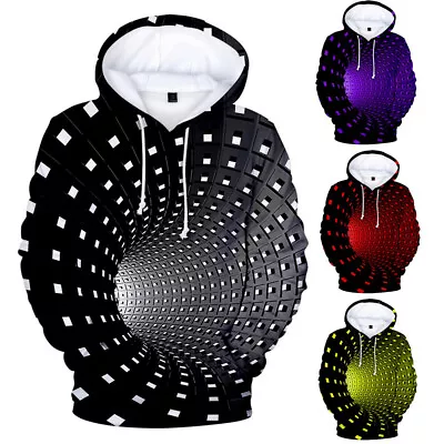 Buy 3D Optical Illusion T-Shirt Hypnosis Swirl Men Funny Hoodie Sweatshirts Tops AUS • 33.37£