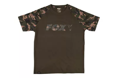 Buy Fox Raglan Camo Khaki Chest Logo T Shirt NEW • 18.99£