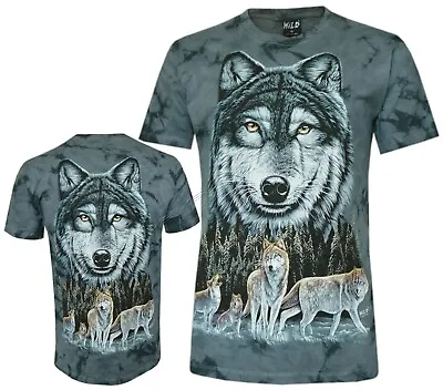 Buy Tie Dye T-Shirt Wolves Roaming In A Forest Wolf Pack Glow In The Dark By Wild • 15.99£