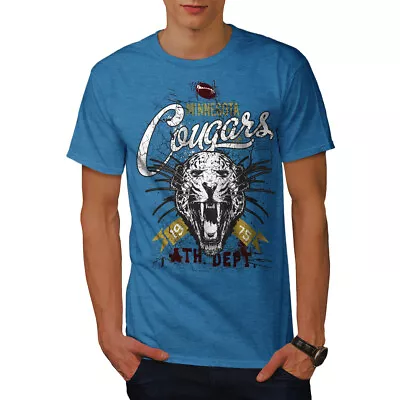 Buy Wellcoda Cougars Tiger Head Mens T-shirt, Sport Graphic Design Printed Tee • 14.99£