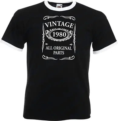 Buy 44th Birthday Gifts Presents Year 1980 Mens Ringer Vintage T-Shirt All Original • 12.99£