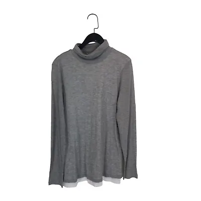 Buy The White Company Double Layer RollNeck T-Shirt Grey Wool Blend - Size 14 • 25£