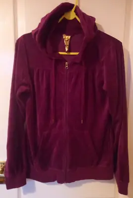 Buy F&F Ladies Full Zip Velour Hoodie Hooded Jacket Burgundy Aubergine Size 12 BNWOT • 3.50£