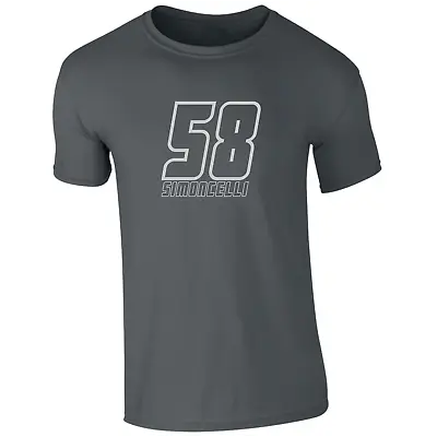 Buy Marco Simoncelli 58 MotoGP Rider Charcoal T Shirt Silver 58 Motorbikes 6 Colours • 10.97£
