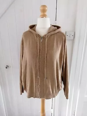 Buy Ladies Marks And Spencer Camel Zip Hoodie Cardigan Size L NWT • 8.99£
