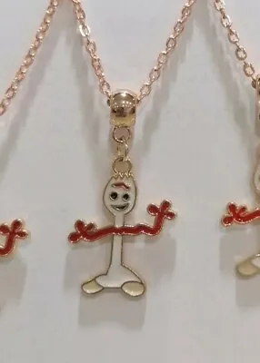Buy Disney Toy Story Forky Necklace Rose Gold Chain Alloy And Enamel Jewellery Gift  • 3.99£
