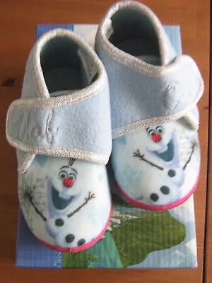 Buy Olaf Frozen Slippers Bootie Style Touch Strap Blue/Silver/Pink • 6.50£