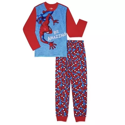 Buy Spider-Man Boys Pajamas Set Size 4 / 5 Red Blue Long Sleeves Shirt And Pants • 11.86£
