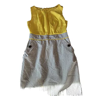 Buy Alyx Limited Size 10 Yellow Seersucker Stripes Dress Pockets Pleats Vintage Rare • 14.21£
