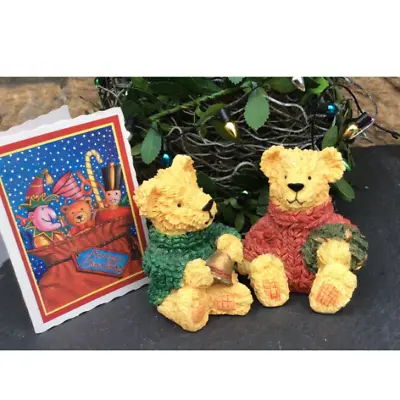 Buy Two Christmas Bears With Festive Jumpers, Holly Wreath And Bell. • 4£