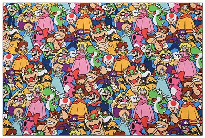 Buy Ninetendo Super Mario Bros Camelot Fabric 100% Cotton Fabric 1/2 Metre • 7.20£