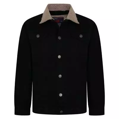 Buy Plus Big Size Mens Sherpa Lined Winter Denim Jeans Jacket Black Blue 2XL - 8XL • 42.99£
