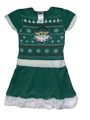 Buy NWOT DISNEY Star Wars Baby Yoda GROGU Holiday Knit Christmas Dress Size S (6-6x) • 16.96£