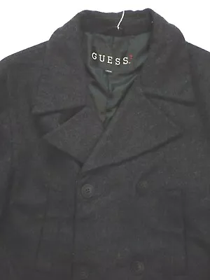 Buy Guess Mens Double Breasted Pea Coat Large Charcoal Ljktb414 • 44.99£
