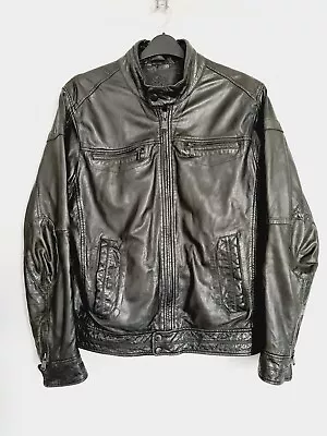 Buy SaLsa Jeans Jacket Pure Sheep Leather Mens Softshell Retro Black Bomber Biker XL • 96£
