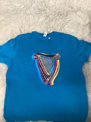 Buy Guinness Summer Turquoise Blue Tee T Cotton Shirt Rainbow Harp Collection Sz XL • 9.50£