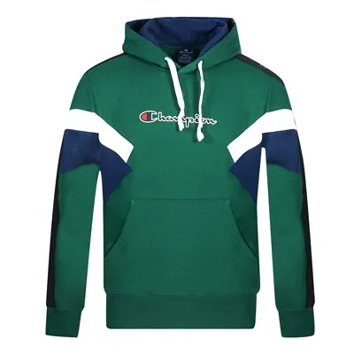 Buy Champion Colour Block Logo Green Hoodie • 36£