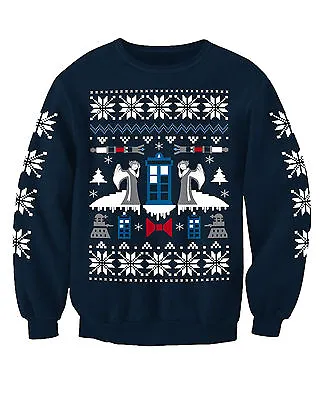 Buy Doctor Who Angel Inspired Adults Novelty Tv Sci Fi Christmas Jumper Sweatshirt • 24.99£