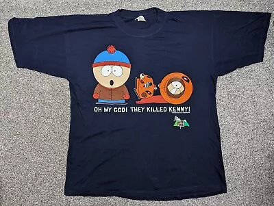 Buy Vintage 90s South Park They Killed Kenny T-shirt Blue XL 1998 • 34£