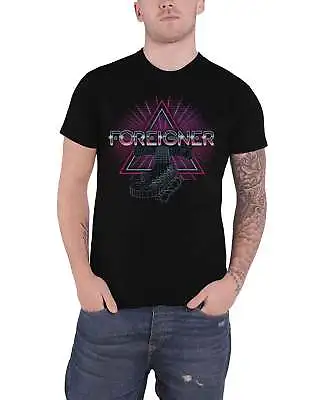 Buy Foreigner T Shirt Neon Guitar Band Logo New Official Mens Black • 15.95£