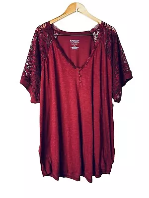 Buy NWT Torrid Womens Classic Fit Super Soft Slub V-Neck Raglan Lace Sleeve Tee 5X • 22.73£